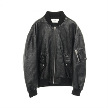 CELINE Blouson Leather Jacket Black #48 Used mens