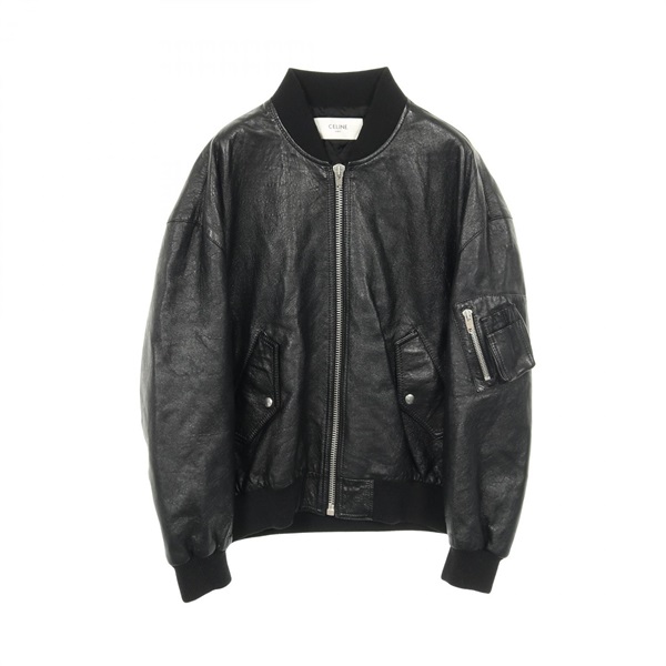 CELINE Blouson Leather Jacket Black #48 Used mens