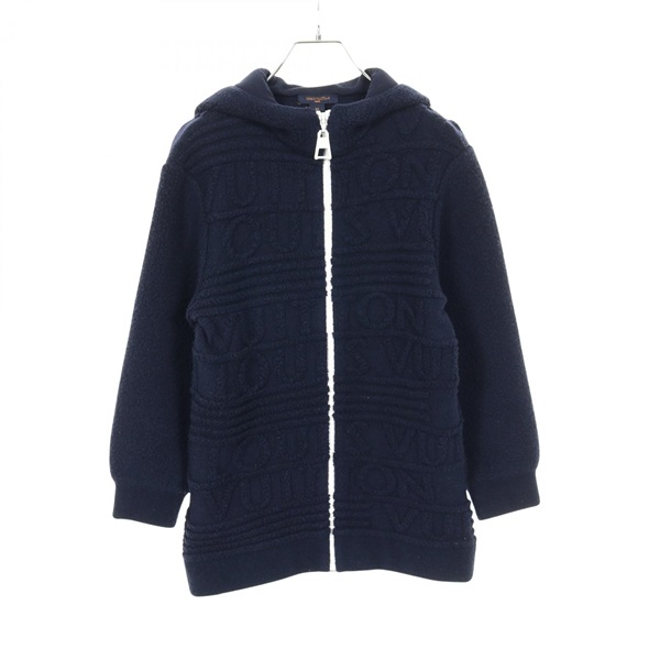 LOUIS VUITTON Logo embossed Hoodie Jacket coat wool Navy Used Women size XS
