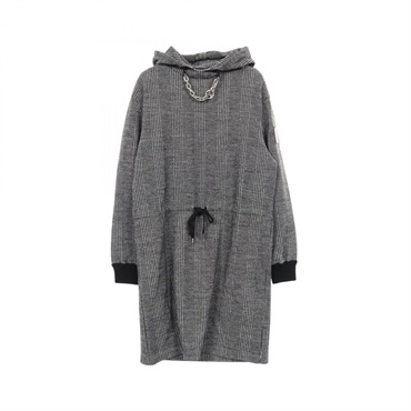 LOUIS VUITTON Prince of Wales Hoodie Dress wool Black Gray Gres Used Women S