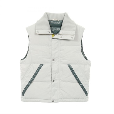 HERMES quilted gilet Down vest #52 Nylon Green Used mens