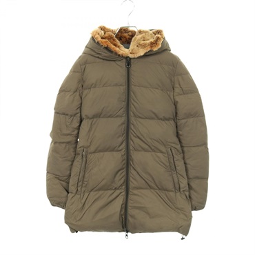 DUVETICA ARWEN Down Coat/ jacket with Hood Nylon Khaki Green #40 Used Women
