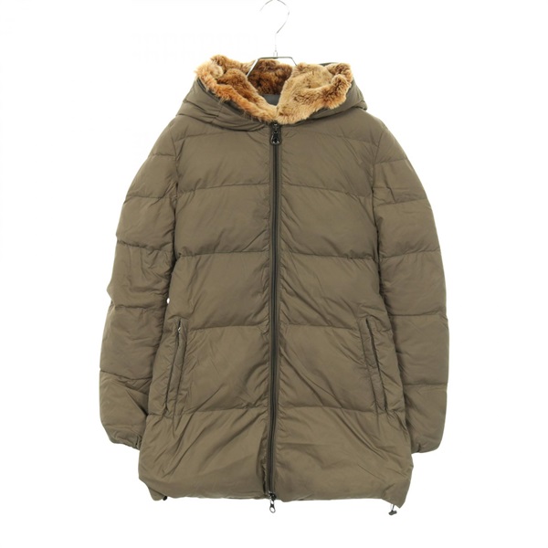 DUVETICA ARWEN Down Coat/ jacket with Hood Nylon Khaki Green #40 Used Women