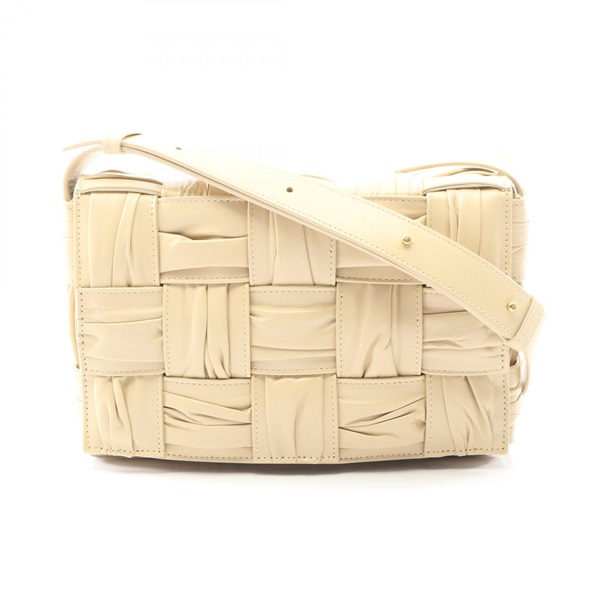 BOTTEGA VENETA cassette Shoulder crossbody Bag 717089 leather Beige Used Women