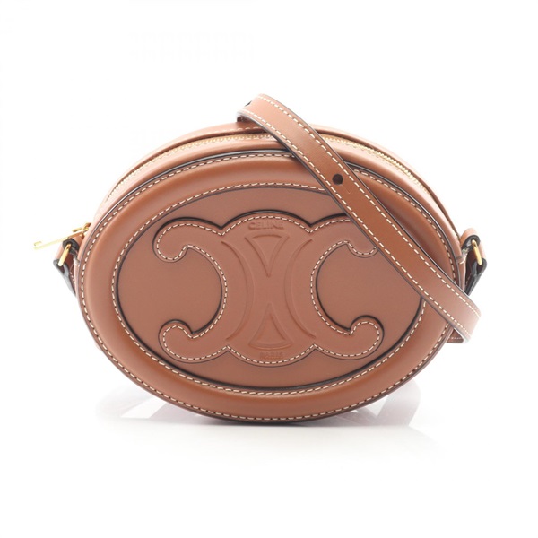 CELINE Crossbody Oval Purse Cuir Triomphe Shoulder Bag 10I703 leather Brown Used