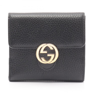 GUCCI Interlocking G Bi-fold wallet 615525 leather Black Used Women