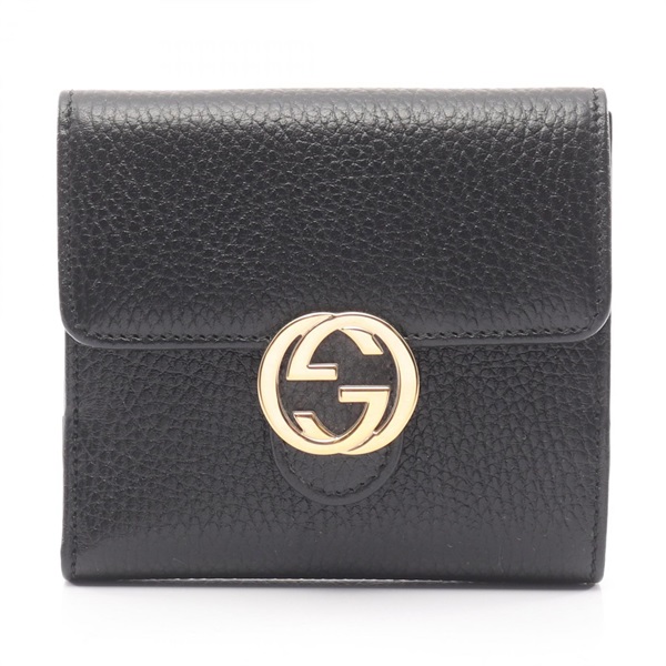 GUCCI Interlocking G Bi-fold wallet 615525 leather Black Used Women