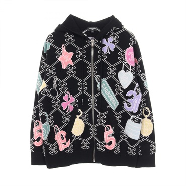 CHANEL COCO Mark knitwear #34 Hoodie sweater cashmere Black Multicolor Used