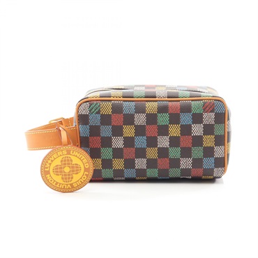 LOUIS VUITTON Locker Dopp Kit Clutch bag N00151 LV Birds Damier Brown used mens