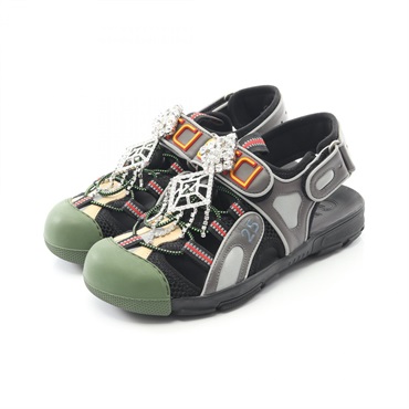 GUCCI Sandals shoes #37 571557 Fabric Multicolor Used Women
