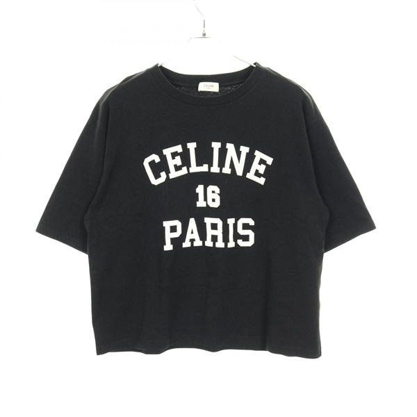 CELINE Short Sleeve T-shirt 2X38J865W cotton Black #M Used Women