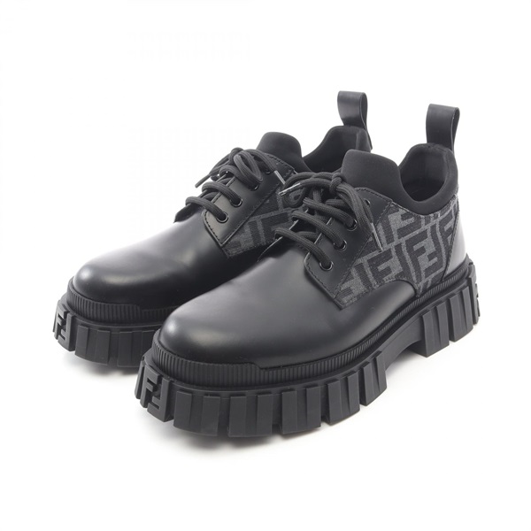 FENDI FORCE FF pattern casual shoes sneaker #7 leather canvas Black Used mens