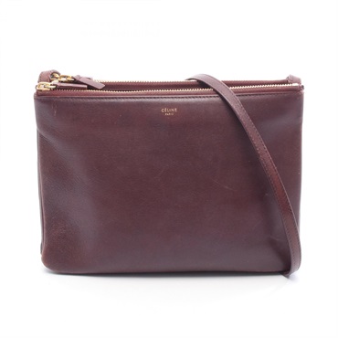 CELINE TRIO LARGE Shoulder Crossbody Bag 171453 leather Bordeaux Used Women