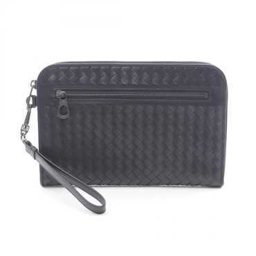 BOTTEGA VENETA Intrecciato Clutch bag 493190 leather Black Used Women