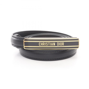 Christian Dior Belt leather Black logo Used Women CD