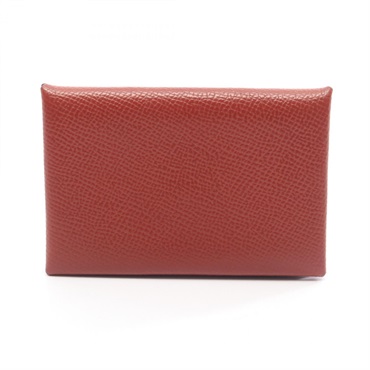 HERMES Calvi Verso coin purse wallet U Epsom Rouge venitienne Used Women SHW