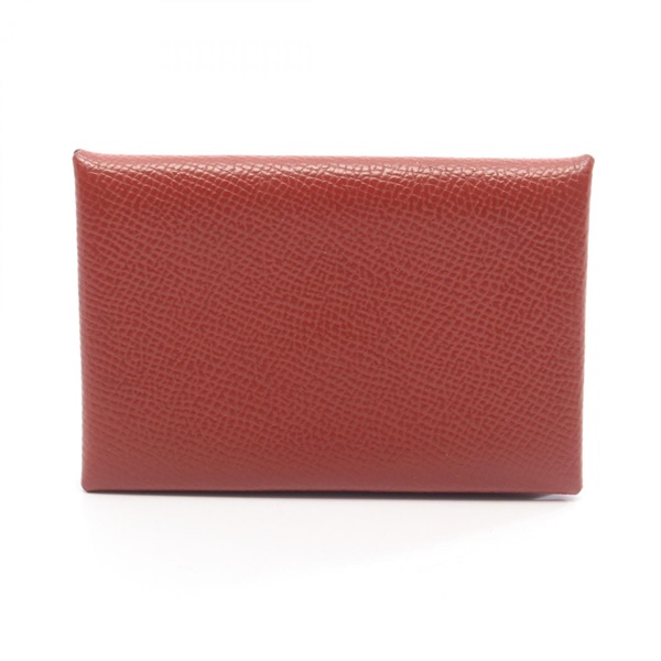 HERMES Calvi Verso coin purse wallet U Epsom Rouge venitienne Used Women SHW