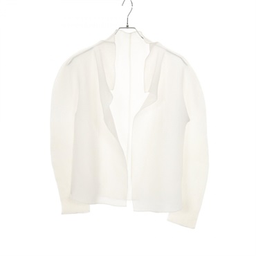 me ISSEY MIYAKE Stretch Pleated cardigan MI31FO201 polyester White Used Women