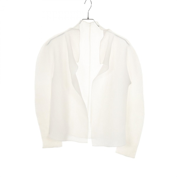 me ISSEY MIYAKE Stretch Pleated cardigan MI31FO201 polyester White Used Women