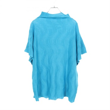 me ISSEY MIYAKE WAVE KNIT STRETCH PLEATS T-shirt polyester Blue Used Women