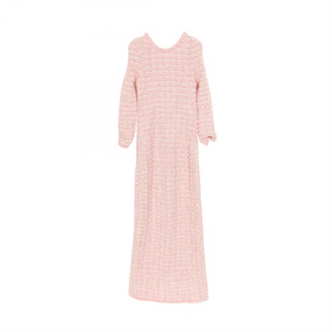 BALENCIAGA Tweed long Dress cotton Nylon Pink Used Women size S