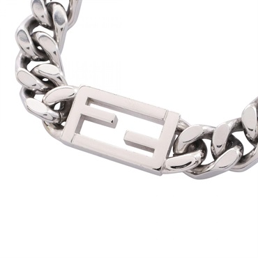 FENDI Baguette Necklace Chain 44cm Stainless Steel Used