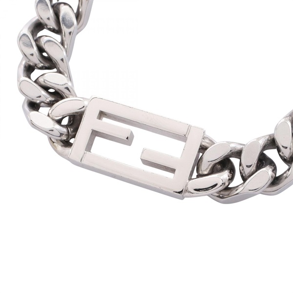 FENDI Baguette Necklace Chain 44cm Stainless Steel Used