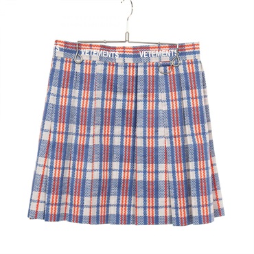 VETEMENTS pleated check skirt size M cotton Blue Multicolor Used Women