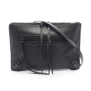 BALENCIAGA Shoulder Crossbody Clutch Bag 640113 leather Black Used mens