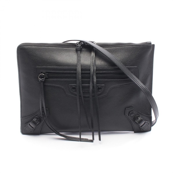 BALENCIAGA Shoulder Crossbody Clutch Bag 640113 leather Black Used mens