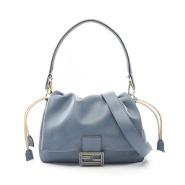 FENDI Mamma Baguette Medium Shoulder Bag 8BR833 leather Blue Used Women