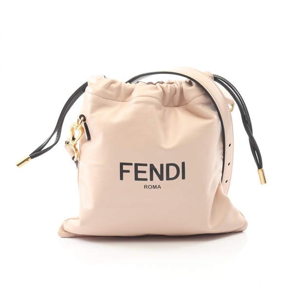 FENDI pack slim clutch small drawstring Shoulder Bag 8BT337 leather Pink Black