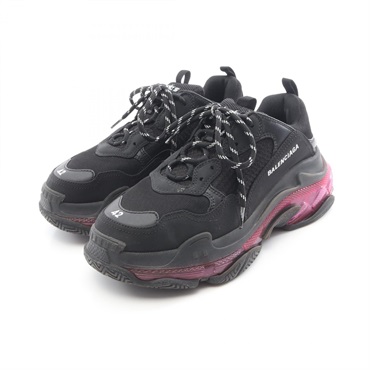 BALENCIAGA Triple S Sneakers Shoes 27.5cm Fabric Black Purple Used mens
