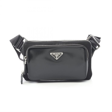 PRADA Re-Nylon Waist Bum Crossbody bag 2VH156 leather Black triangle logo Used