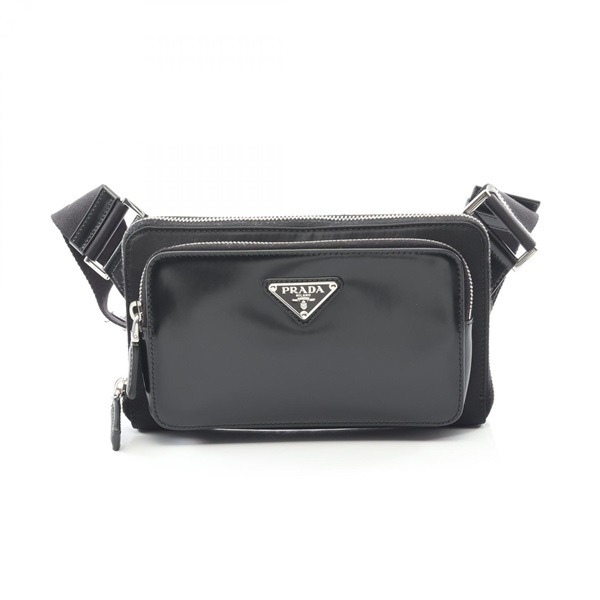 PRADA Re-Nylon Waist Bum Crossbody bag 2VH156 leather Black triangle logo Used