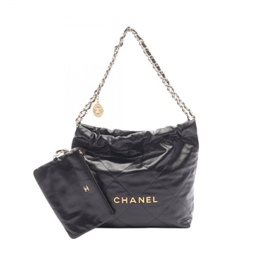 CHANEL Matelasse 22 Small chain Shoulder crawstring Bag AS3260 leather Black
