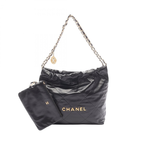 CHANEL Matelasse 22 Small chain Shoulder crawstring Bag AS3260 leather Black