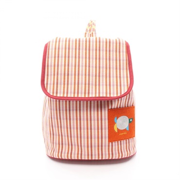 HERMES Animo Natte Factice Rucksack Backpack bag Toile H Orange SHW