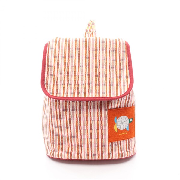 HERMES Animo Natte Factice Rucksack Backpack bag Toile H Orange SHW