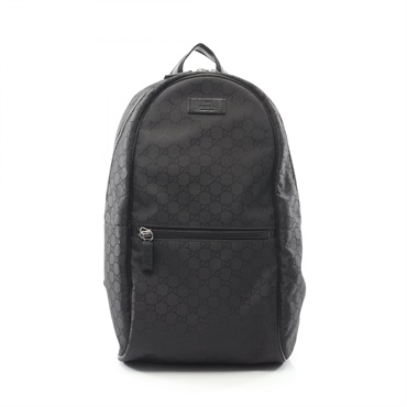 GUCCI GG pattern Rucksack Backpack zip bag 449181 Nylon leather Black Used