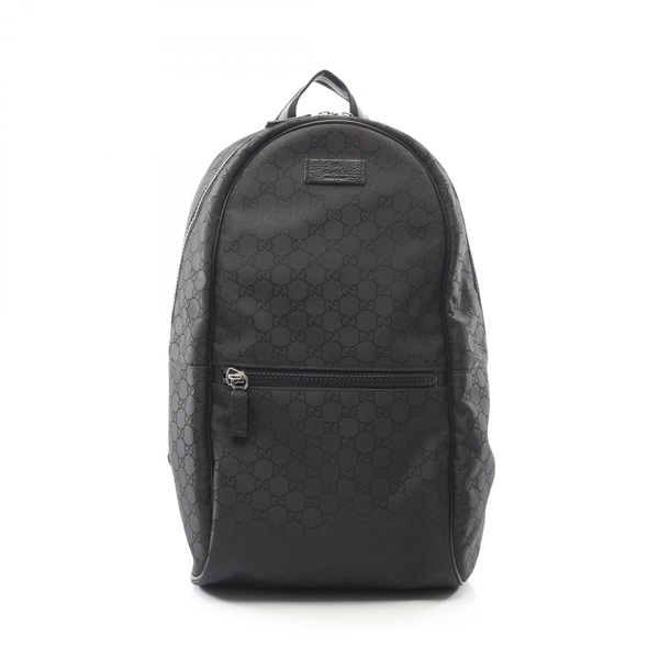 GUCCI GG pattern Rucksack Backpack zip bag 449181 Nylon leather Black Used
