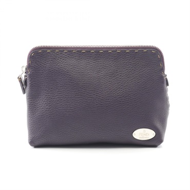 FENDI Selleria Pouch Bag 8N0037 leather Purple Used Women SHW