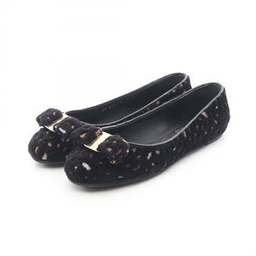Salvatore Ferragamo Vara ribbon pumps flat shoes #6 Fabric Black Used Women