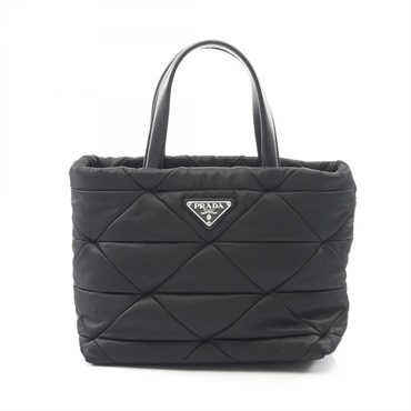 PRADA TESSUTO QUILTIN Re-Nylon padding Tote Handbag Nylon leather Black Used