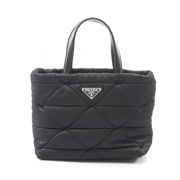 PRADA TESSUTO QUILTIN Re-Nylon padding Tote Handbag Nylon leather Black Used