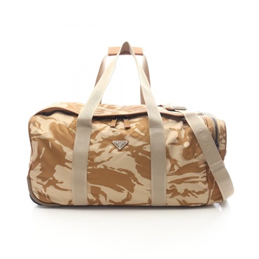 PRADA Trolley Travel Carry Boston Crossbody Handbag 2VQ002 Nylon Beige unisex