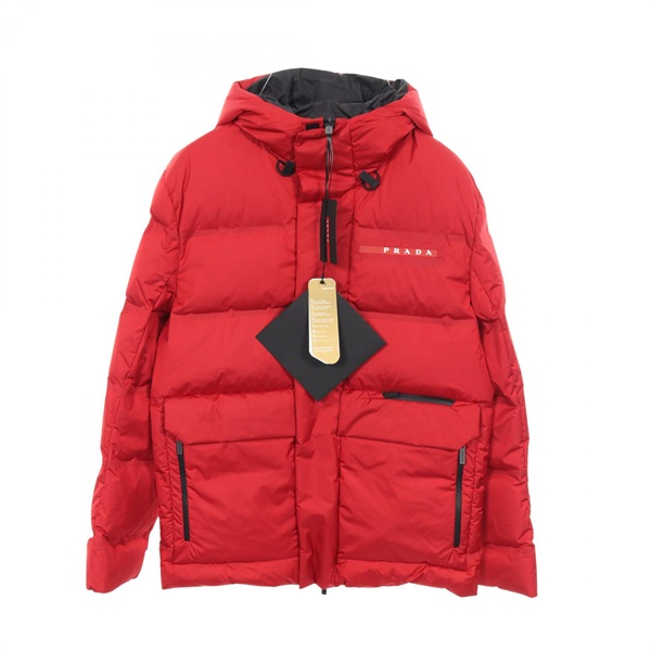 PRADA ROSSA Extremetex Light Hooded Down Jacket polyester Red Used mens size S