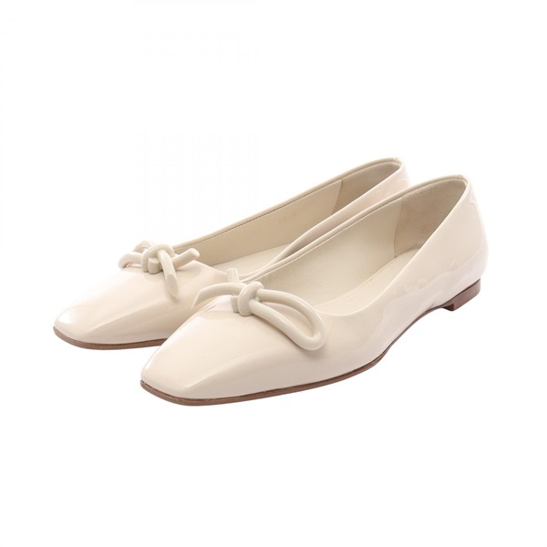 Salvatore Ferragamo ANNIE Pumps flat shoes #6 1/2 Patent leather Beige Used