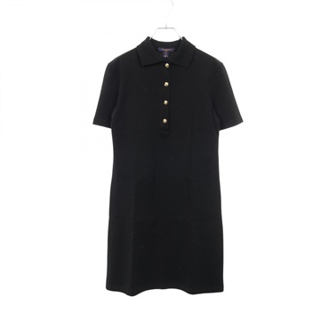 LOUIS VUITTON Monogram Piqué Polo Shirt Dress cotton Black Used Women size M