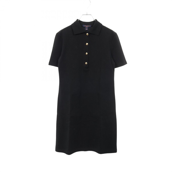 LOUIS VUITTON Monogram Piqué Polo Shirt Dress cotton Black Used Women size M